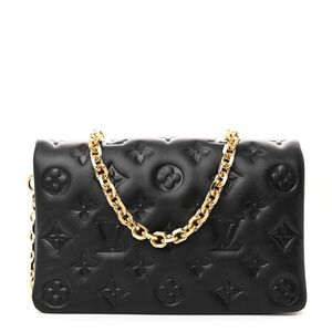LOUIS VUITTON  Lambskin Embossed Monogram Pochette Coussin Black